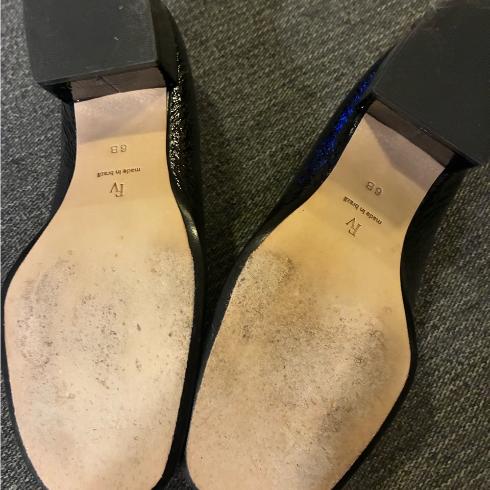 Frances Valentine Black Loafers with Gold Detail - Picture 2 of 2